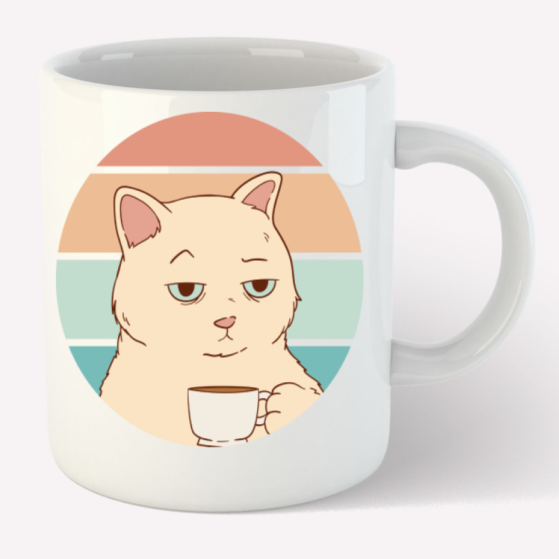 Taza gato con café - La mejor tienda de camisetas y regalos originales