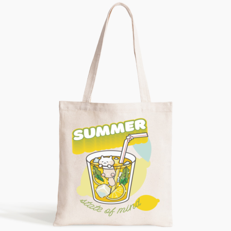 Bolsa de tela gato dentro del refresco de limón "summer"