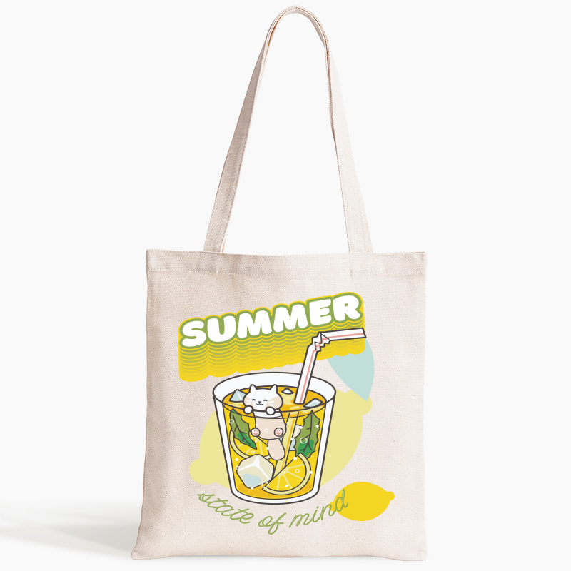 Bolsa de tela gato dentro del refresco de limón “summer”