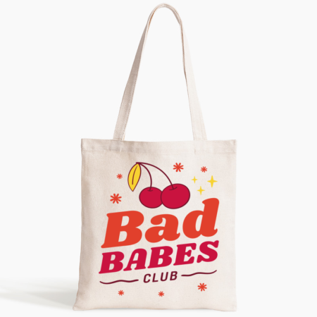 Bolsa de tela cereza "bad babes club"
