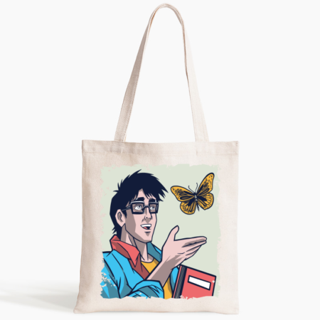 Bag man with a butterfly