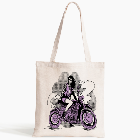 Bag girl with motorbike