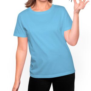 Camiseta la belleza no es una talla - Camiseta celeste con logo