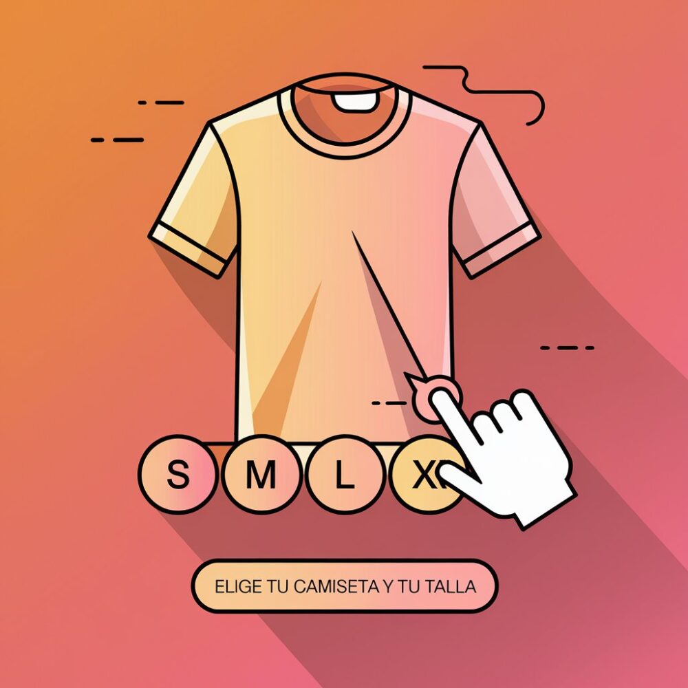 Ilustración de camiseta con tallas: elegir modelo, tejido y color