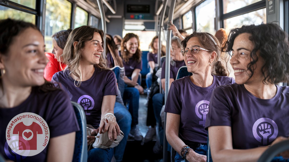 mujeres con camisetas marcha feminista 8m