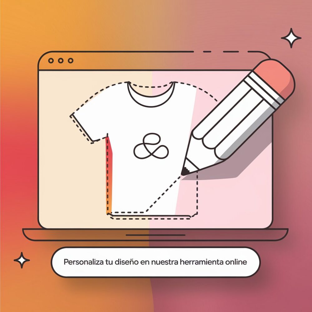 Ilustración del diseñador online editando una camiseta