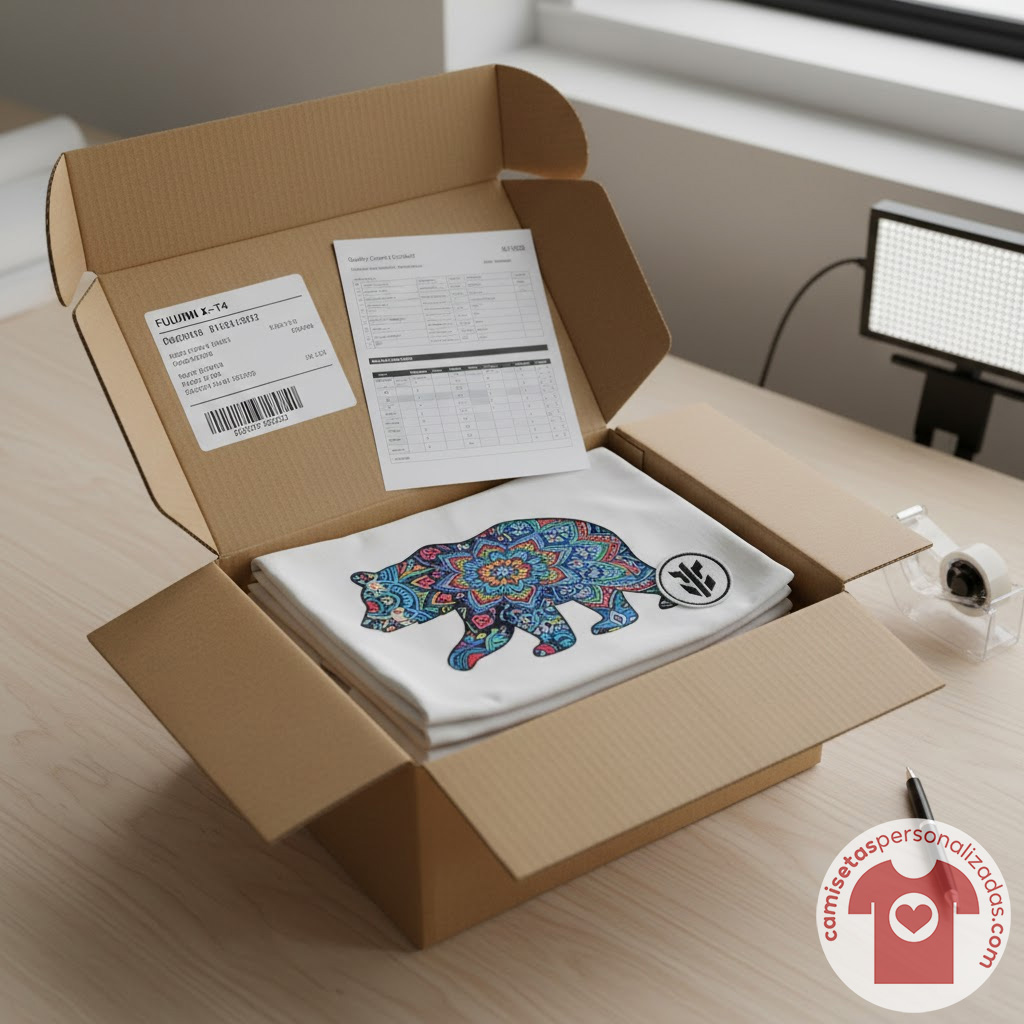 Caja con camiseta personalizada de oso colorido