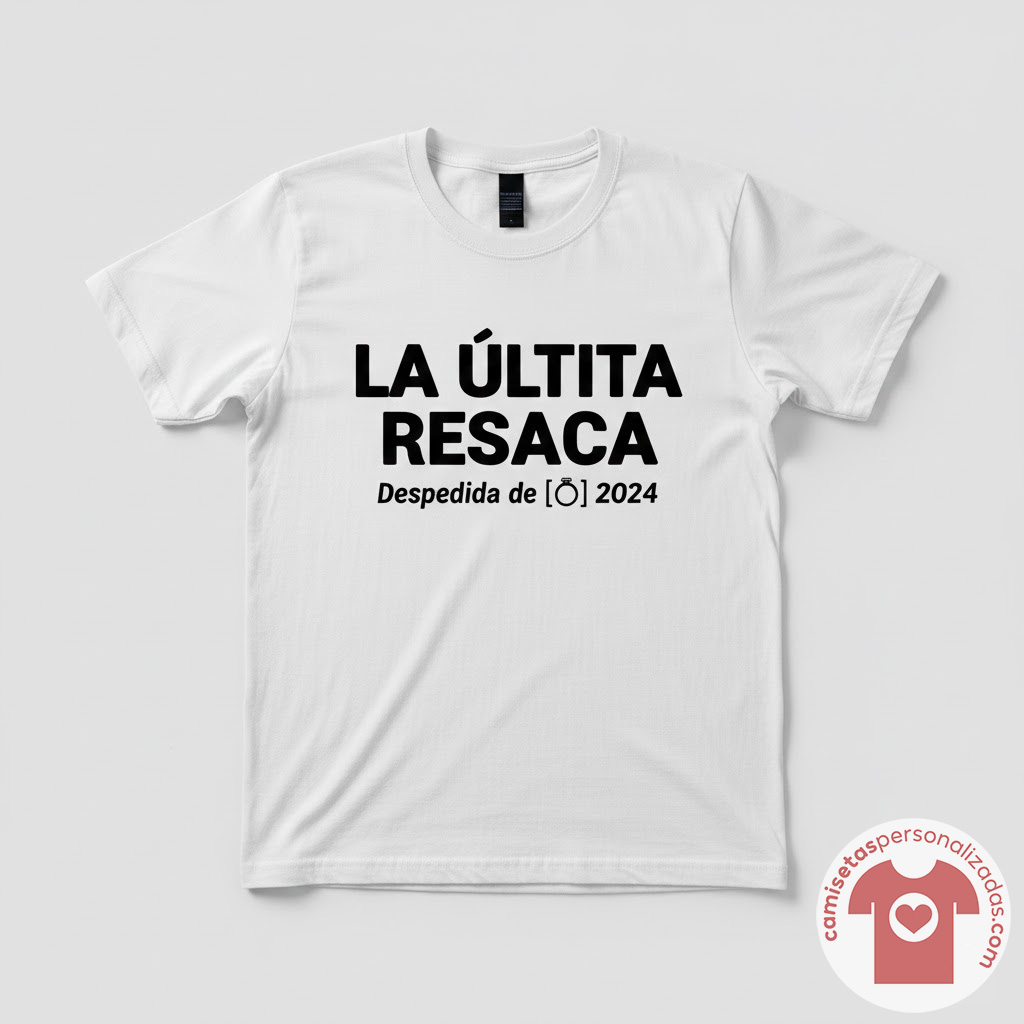 Camiseta blanca con texto humorístico despedida 2024.