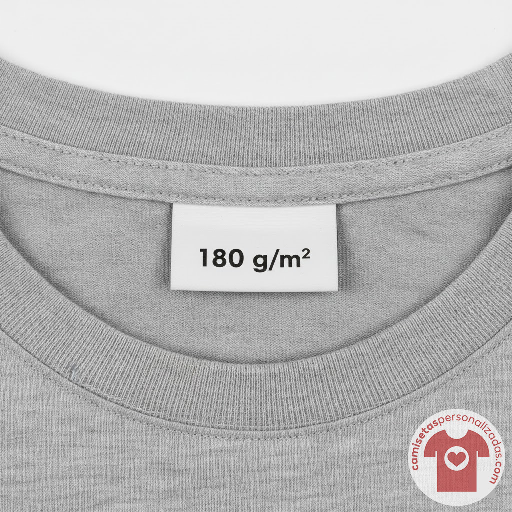 Etiqueta camiseta gris 180 g/m² alta calidad