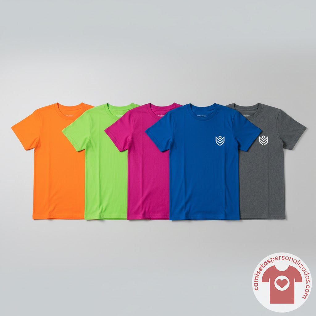 Camisetas de colores brillantes con logotipo personalizado.