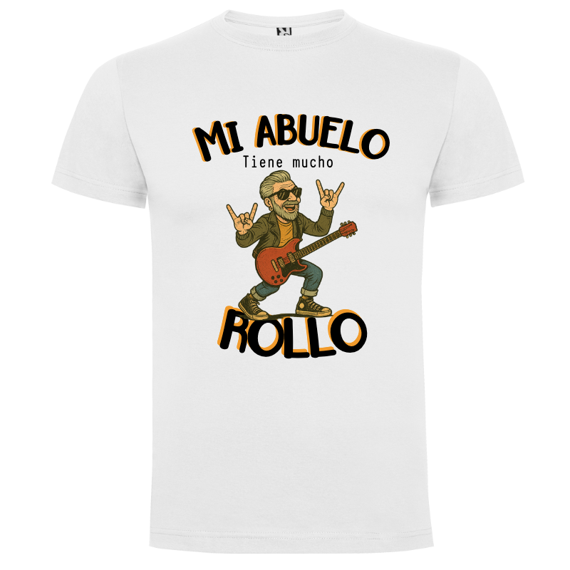 Camiseta Personalizada Abuelo Rockero – «Mi Abuelo Tiene Rollo» - Camiseta buelo con logo