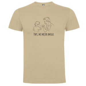 Camiseta personalizada | Ilustración lineal padre e hijo «Papi, mejor amigo» - Camiseta papi con logo