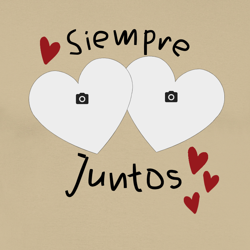 Dos corazones blancos con texto 'Siempre Juntos'