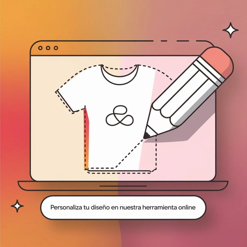 Ilustración del diseñador online editando una camiseta