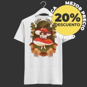 Camiseta Hongo y Duendes - Camiseta blanca con logo