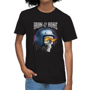 camiseta Iron & Bone motociclista - Camiseta negra con logo