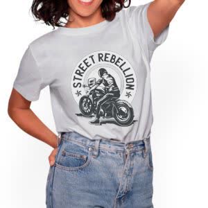 Camiseta Rebelión callejera - Camiseta blanca con logo