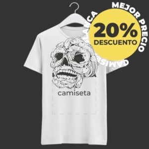 Camiseta calavera peces - Camiseta blanca con logo