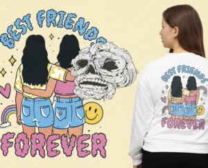 Camiseta calavera peces - camisetas-para-amigas-e1718309363367