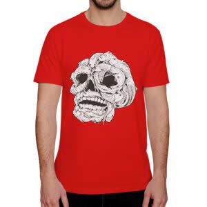 Camiseta calavera peces - Camiseta roja con logo