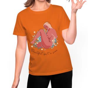 Camiseta la belleza no es una talla - Camiseta naranja con logo