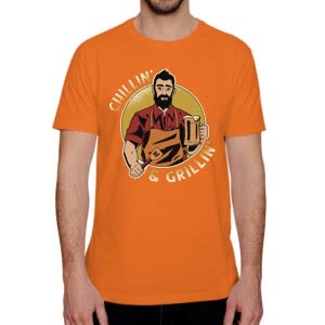 Camiseta Bebiendo y de Barbacoa - Camiseta naranja con logo