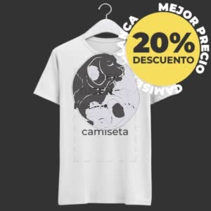 Camiseta Ying Yang  de Perros - Camiseta blanca con logo