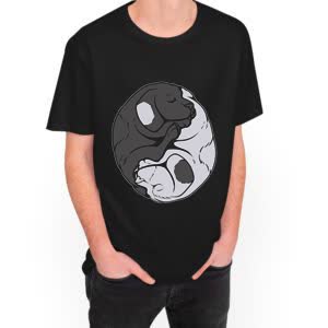 Camiseta Ying Yang  de Perros - Camiseta negra con logo