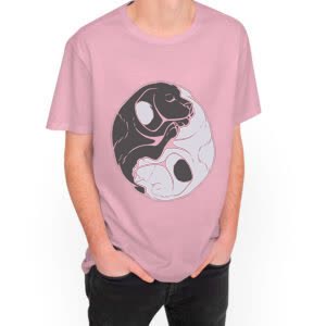 Camiseta Ying Yang  de Perros - Camiseta rosa con logo