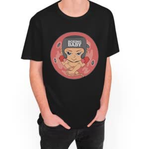 Camiseta Bebe Boxeador - Camiseta negra con logo