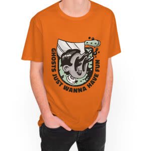 Camiseta Fantasmas solo quieren divertirse - Camiseta naranja con logo