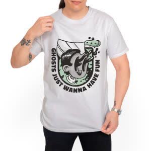 Camiseta Fantasmas solo quieren divertirse - Camiseta blanca con logo