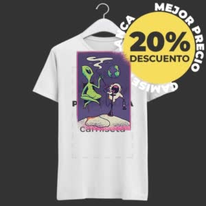 Camiseta Alien fumando Shisha - Camiseta blanca con logo