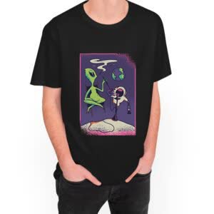 Camiseta Alien fumando Shisha - Camiseta negra con logo