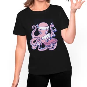 Camiseta Pulpo Cocinero - Camiseta negra con logo