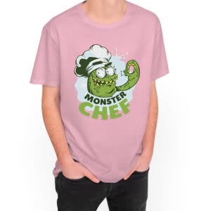 Camiseta Chef Monstruo - Camiseta rosa con logo