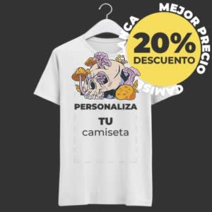 Camiseta Hongos y calavera - Camiseta blanca con logo