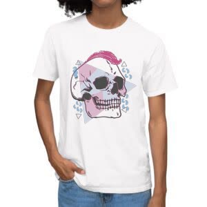 camiseta calavera punky diseño - Camiseta blanca con logo