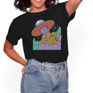 Camiseta Plato volador Bigfoot - Camiseta negra con logo