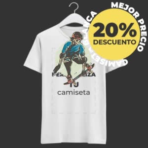 Camiseta Esqueletor Skater - Camiseta blanca con logo