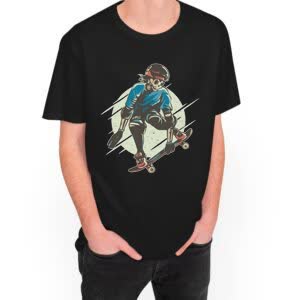 Camiseta Esqueletor Skater - Camiseta negra con logo