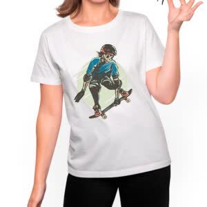 Camiseta Esqueletor Skater - Camiseta blanca con logo