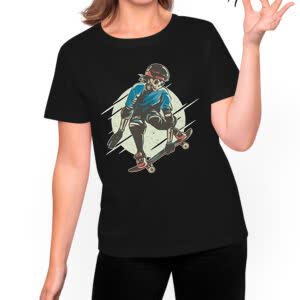 Camiseta Esqueletor Skater - Camiseta negra con logo