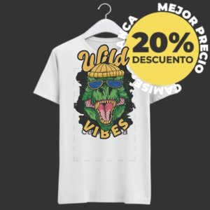 Camiseta Dinosaurio Wild Vibes - Camiseta blanca con logo