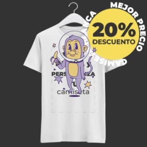 Camiseta Mono Astronauta Espacial - Camiseta blanca con logo