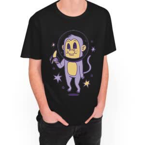 Camiseta Mono Astronauta Espacial - Camiseta negra con logo