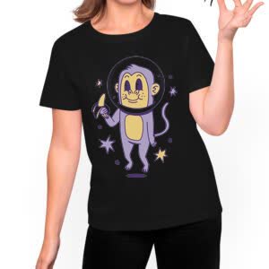 Camiseta Mono Astronauta Espacial - Camiseta negra con logo