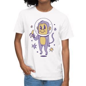 Camiseta Mono Astronauta Espacial - Camiseta blanca con logo