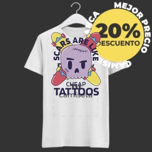 Camiseta Cicatrices son como Tatuajes baratos - Camiseta blanca con logo