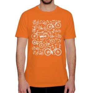 Camiseta Modelos de Bicicletas - Camiseta naranja con logo